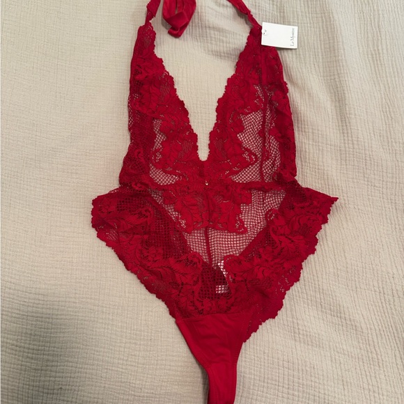 Le Mystere NWT Lace Halter Lingerie Bodysuit - Picture 1 of 7